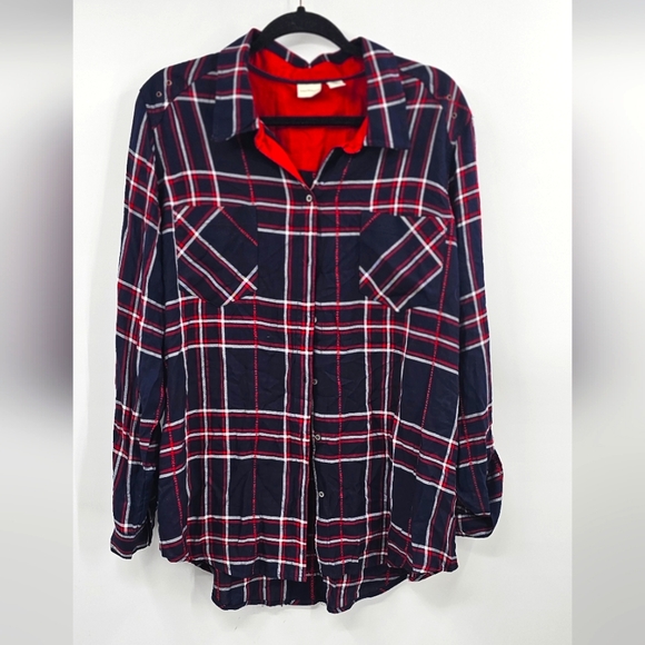 Westbound Navy Blue Plaid Button-Down Shirt Size XL - Picture 1 of 9